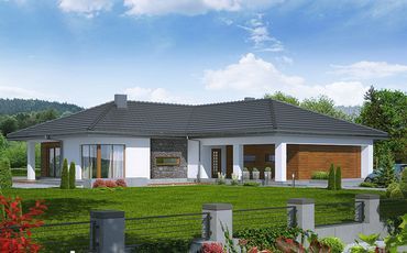 Проект одноэтажного дома с гаражом 1590