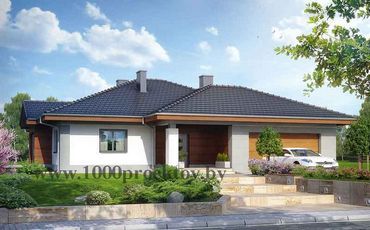 Проект одноэтажного дома с 3 спальнями 1600