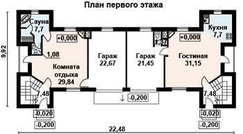Проект дома из блоков 10-2105