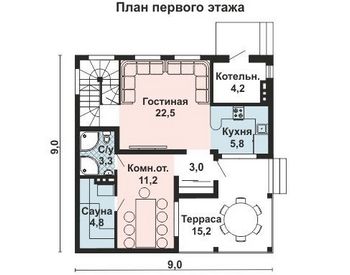 Проект дома из блоков 10-2156