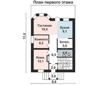 Проект дома из блоков 10-2190