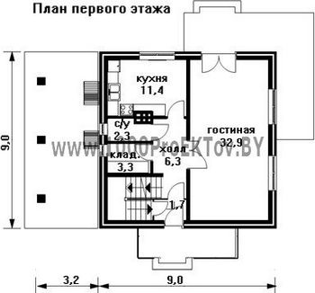 Проект дома из блоков 1360
