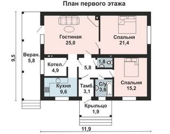 Проект дома из блоков 10-2215