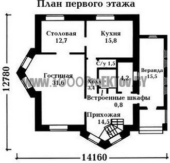 Проект дома из блоков 1521