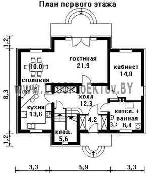 Проект дома из блоков 1328