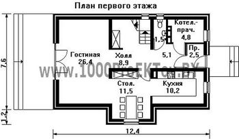 Проект дома из блоков 1276