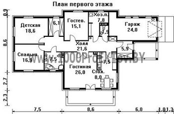 Проект дома из блоков 1302