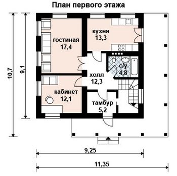 Проект дома из блоков 10-2045