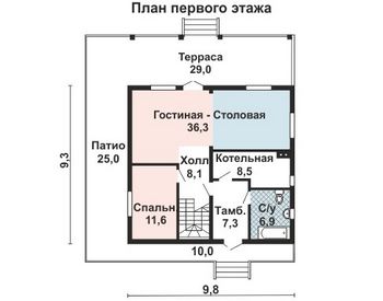 Проект дома из блоков 10-2249