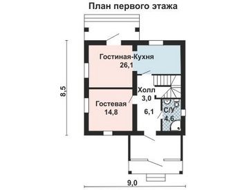Проект дома из блоков 10-2075