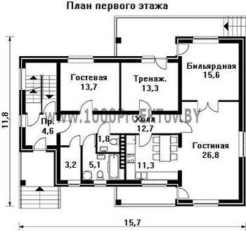 Проект дома из блоков 1144