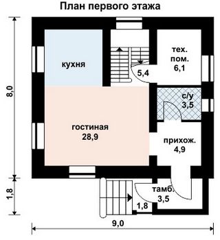 Проект дома из блоков 10-2096