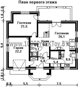 Проект дома из блоков 1447