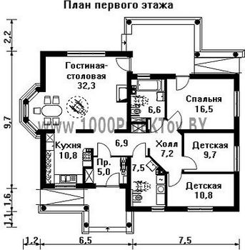 Проект дома из блоков 1227