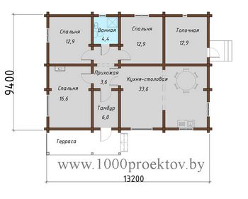 Проект деревянного дома 3-16