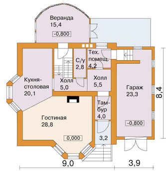 Проект дома из блоков 1544
