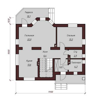 Проект дома из блоков 1208