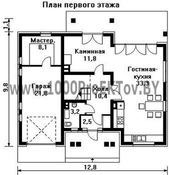 Проект дома из блоков 1205