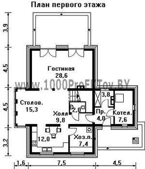 Проект дома из блоков 1423
