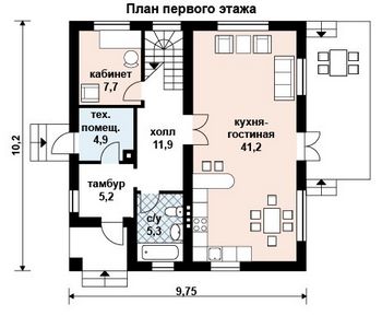 Проект дома из блоков 10-2036