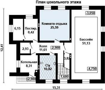 Проект дома из блоков 10-2114