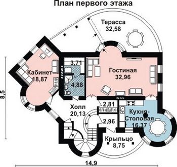 Проект дома из блоков 10-2219