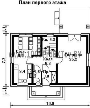 Проект дома из блоков 1303
