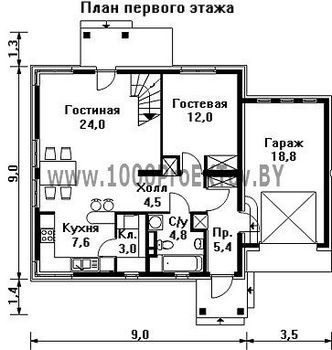 Проект дома из блоков 1204