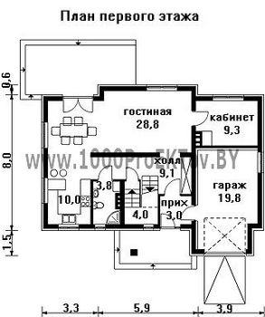 Проект дома из блоков 1350