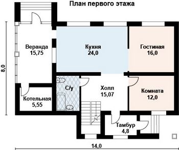 Проект дома из блоков 10-2117