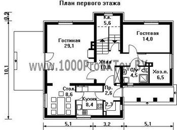 Проект дома из блоков 1262