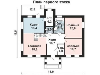 Проект дома из блоков 10-2180
