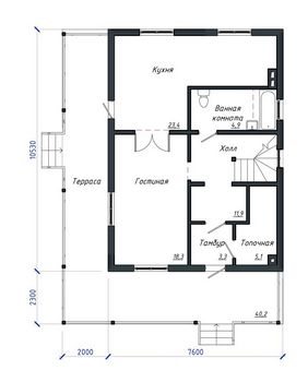 Проект дома из блоков 1027