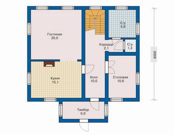 Проект дома из блоков 1019
