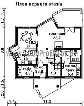 Проект дома из блоков 1342