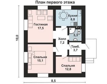 Проект дома из блоков 10-2054