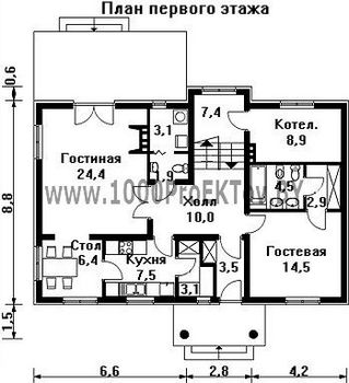 Проект дома из блоков 1295