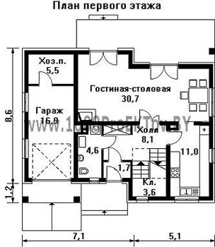 Проект дома из блоков 1243