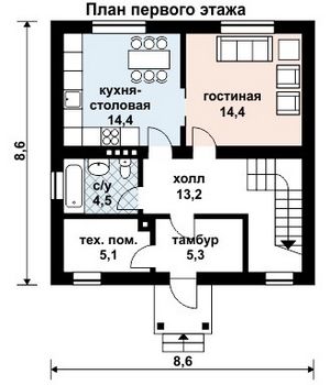 Проект дома из блоков 10-2046