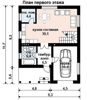 Проект дома из блоков 10-2037