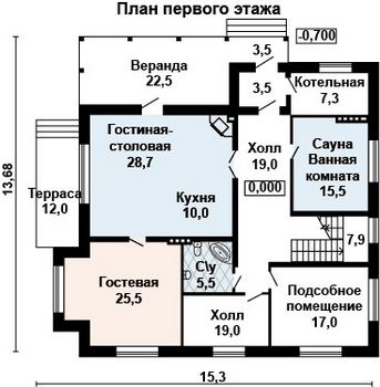 Проект дома из блоков 10-2113