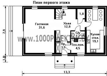 Проект дома из блоков 1287