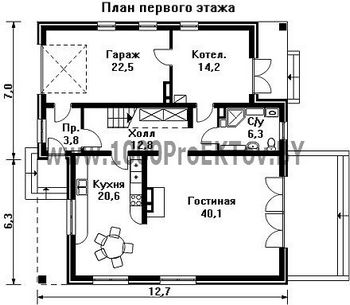Проект дома из блоков 1209
