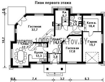 Проект дома из блоков 1142