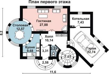 Проект дома из блоков 10-2218