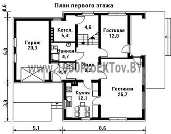 Проект дома из блоков 1453