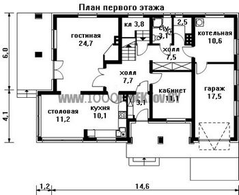 Проект дома из блоков 1537