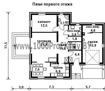 Проект дома из блоков 1351