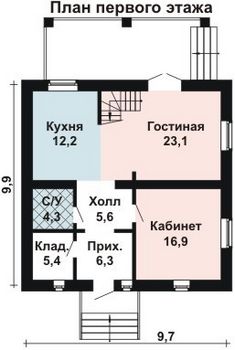 Проект дома из блоков 10-2080