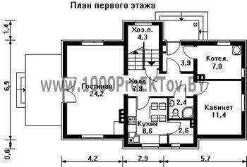 Проект дома из блоков 1400